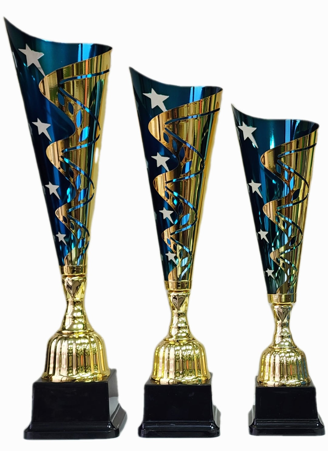 Blue Future Star Cup Trophies - Set of 3 (500mm, 440mm, 390mm)