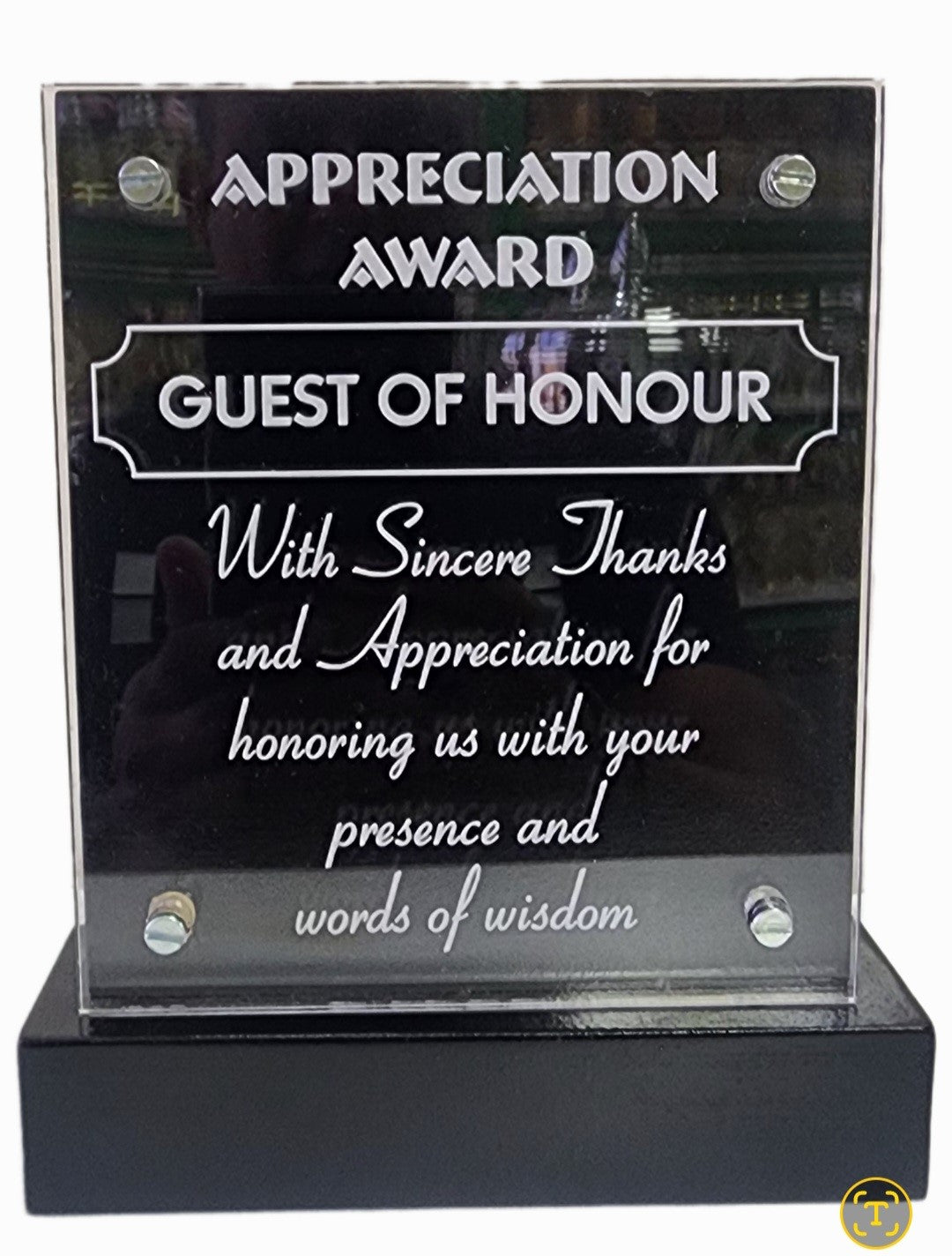 Guest of Honour Appreciation Award Plaque - 180mm x 130mm