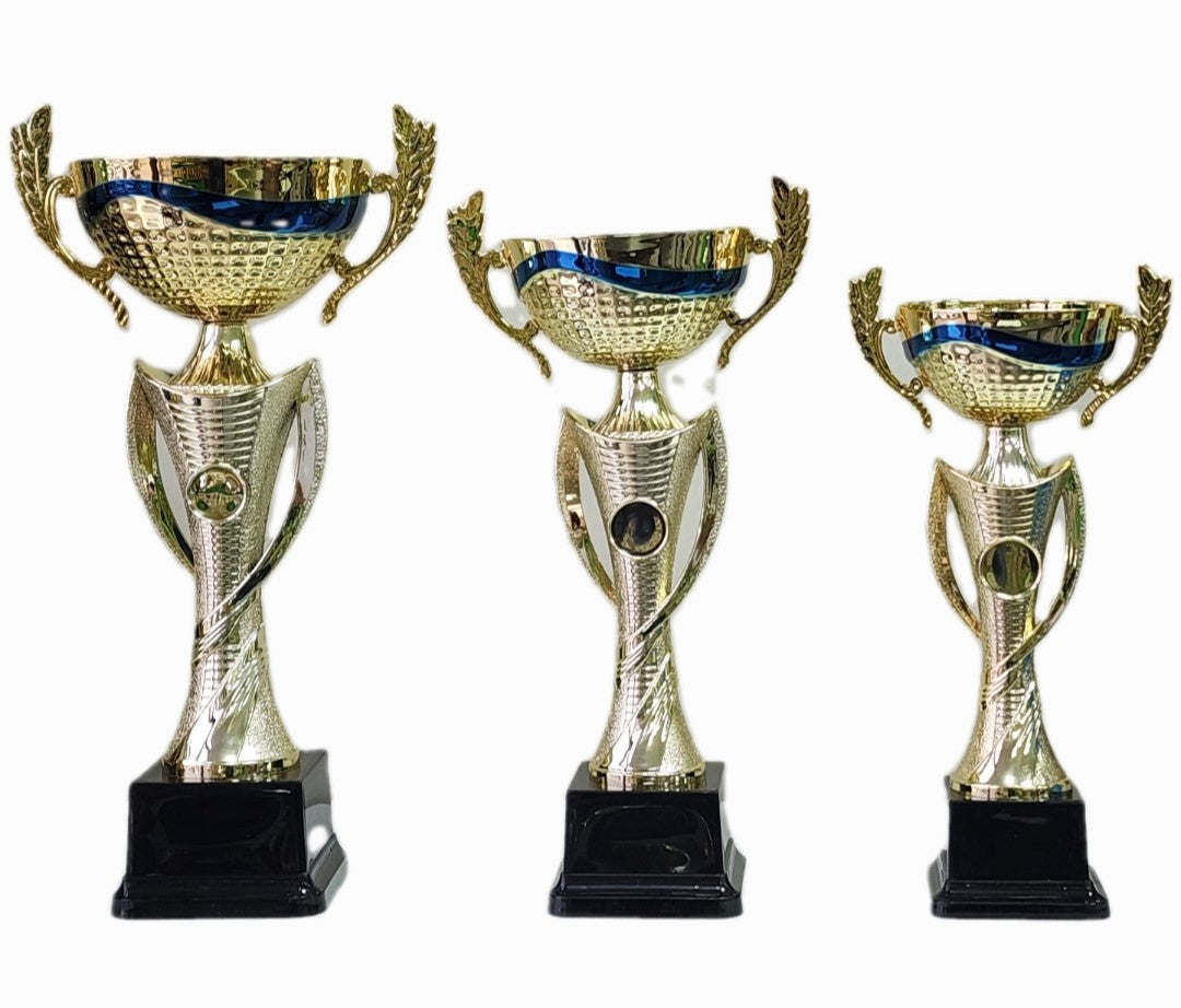 Set of 3 Gold Cup Trophies (NC 0011) - 340mm, 300mm, 265mm