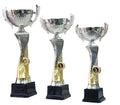 Set of 3 Silver/Gold Cup Trophies (NC 0013) - 390mm, 340mm, 290mm