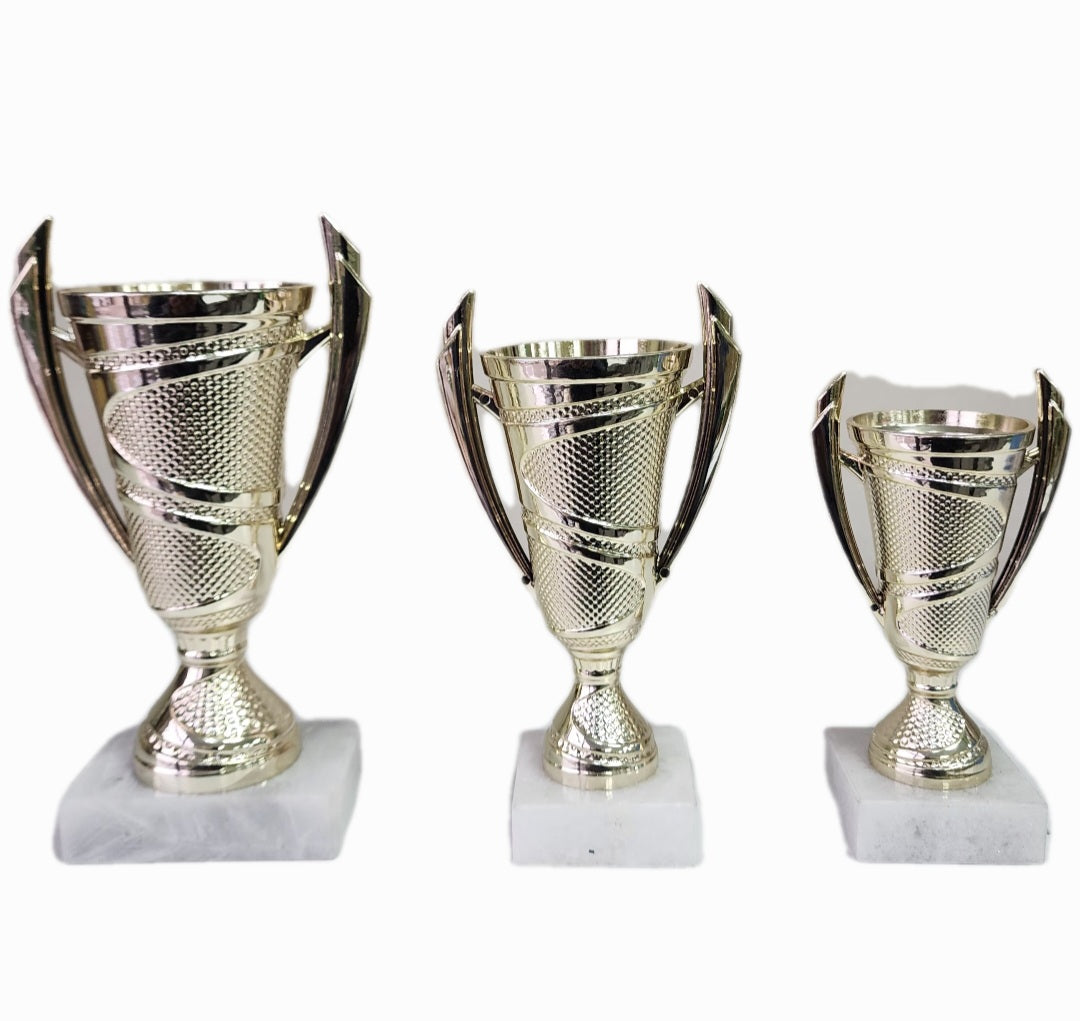 Set of 3 Gold Cup Trophies (NC 008) - 160mm, 140mm, 120mm