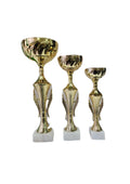 Set of 3 Gold Cup Trophies (NC 007) - 375mm, 320mm, 270mm