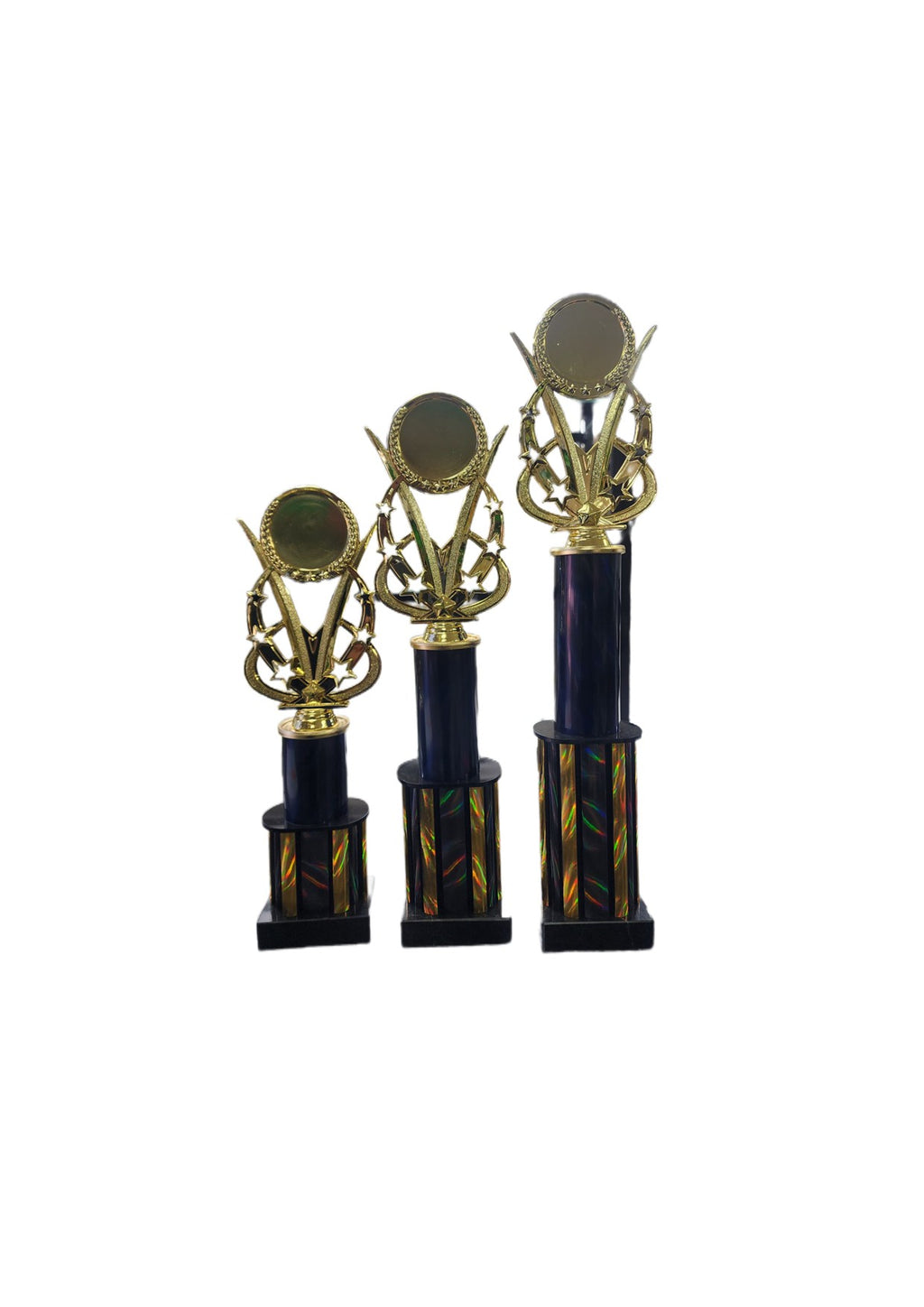 Set of 3 Gold Trophies (Rect/415) - 440mm, 380mm, 320mm