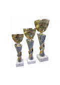Gold/Silver Ribbon Cup Trophies - Set of 3 (390mm, 320mm, 275mm)